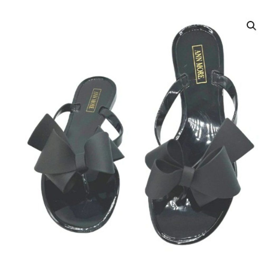 BLACK JELLY FLATS WITH BOW